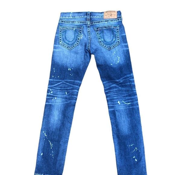 RARE True Religion Jeans Size 33 SKINNY BIG T Jupiter Rain Blue - Picture 9 of 14